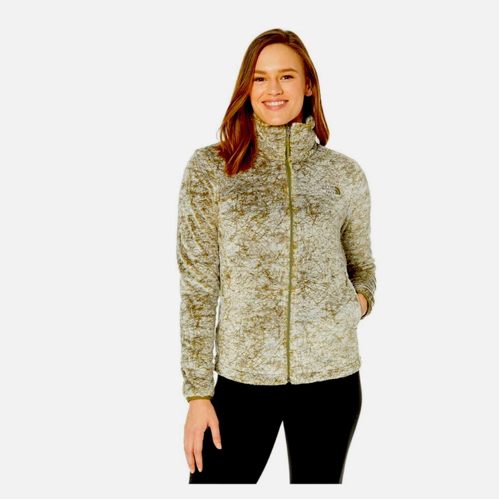 The North Face Osito Fleece Jacket Womens Medium Olive Green Tan Marble Full Zip